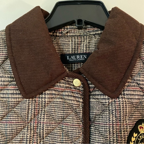 Corduroy-Trim Glen Plaid Quilted Snap Front Jacket - Ralph Lauren - Picture 5 of 14